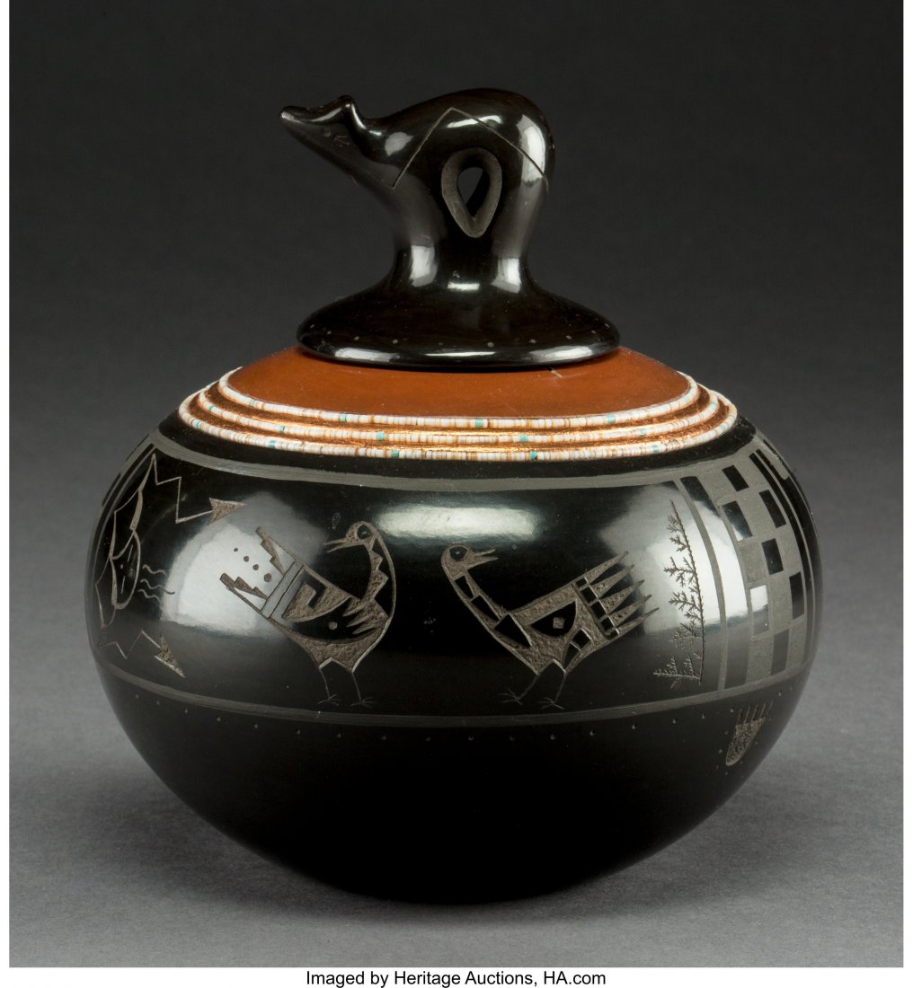 A Contemporary San Ildefonso Lidded Blackware Ja (1 of 2)