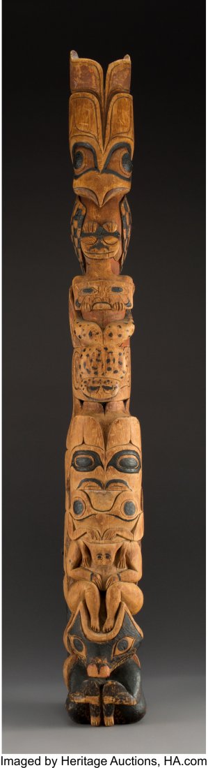 A Northwest Coast Polychrome Model Totem Pole c. (1 of 2)