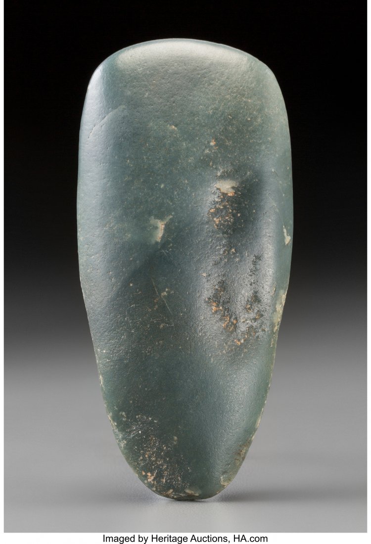 An Olmec Jade Celt c. 1000 - 500 BC   Dark blue- (1 of 2)