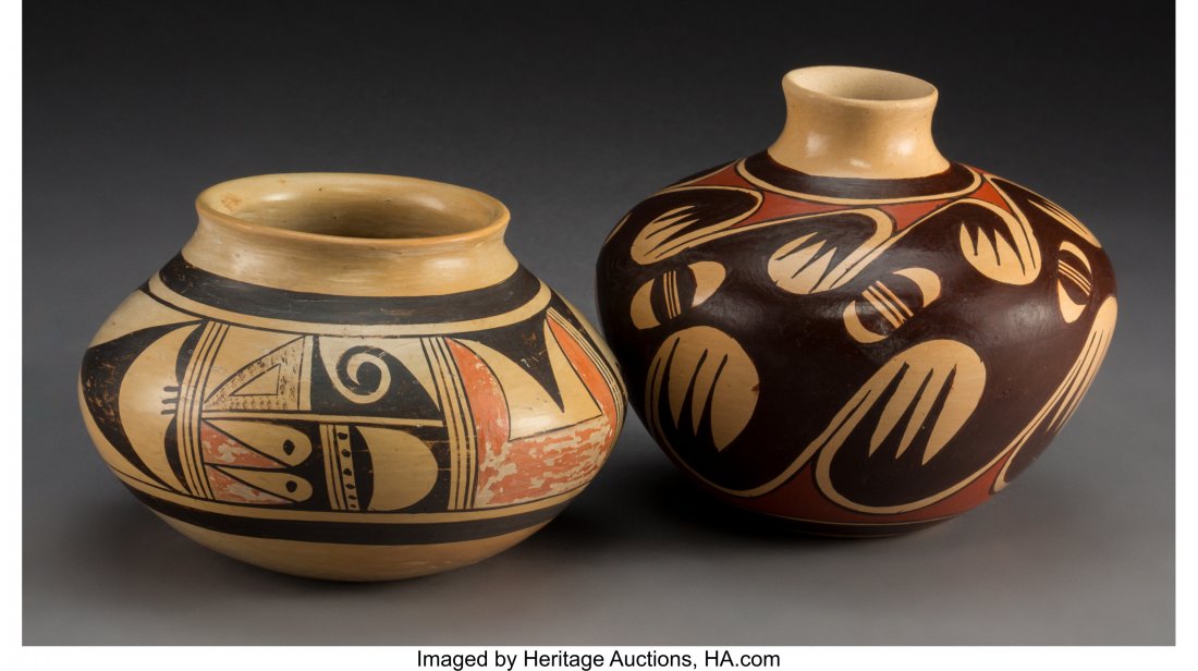 Two Hopi Polychrome Jars Fannie Nampeyo and Clin (1 of 1)