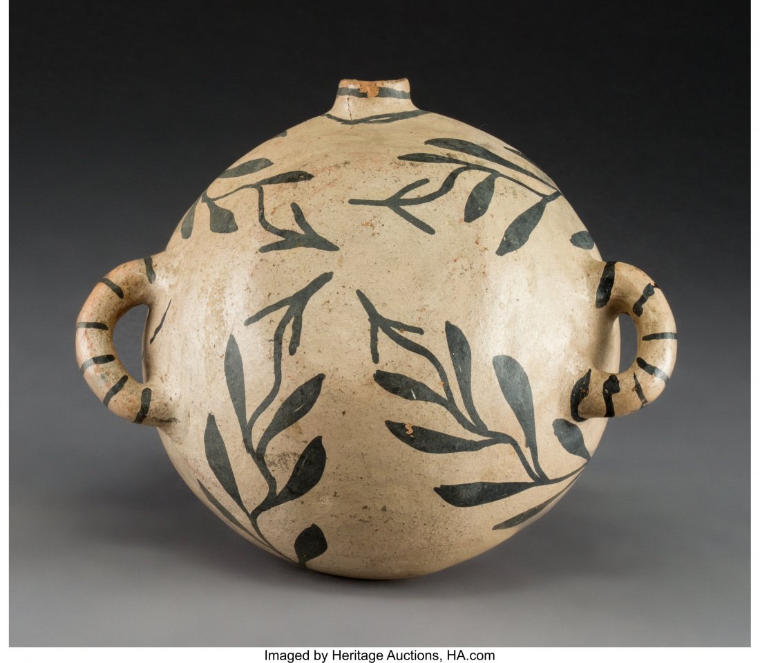 A Cochiti Black-On-Cream Canteen   c. 1890  clay (1 of 2)