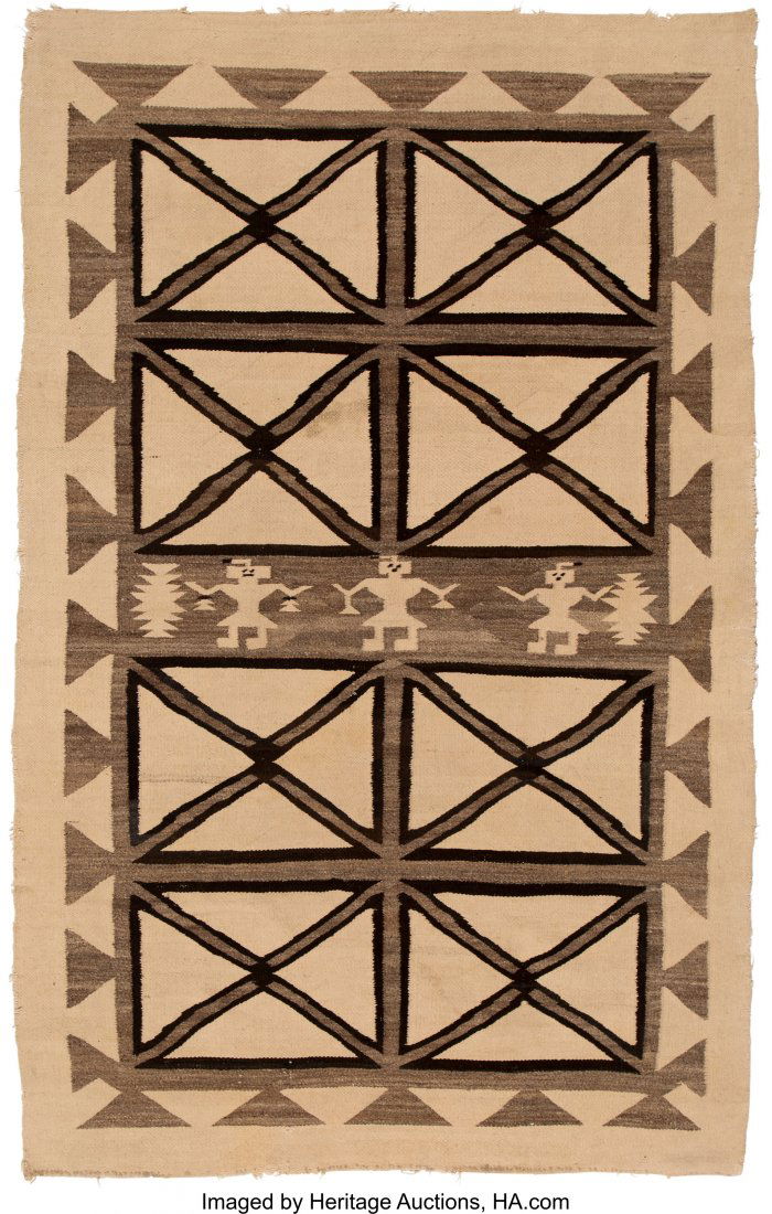 A Navajo Pictorial Rug c. 1900   native handspun (1 of 2)