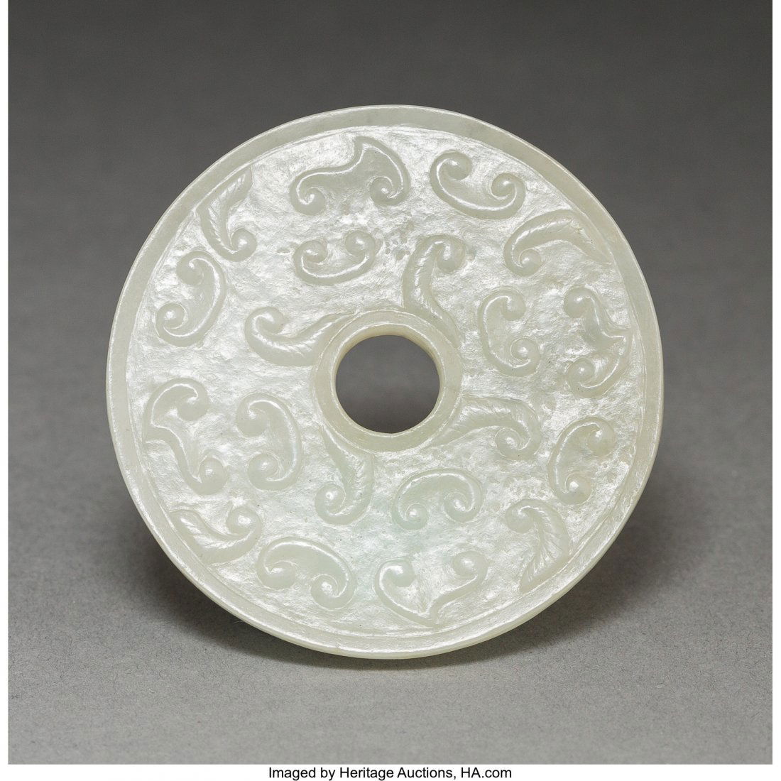 A Chinese Carved Pale Jade Bi Disc 2-1/4 inches (1 of 2)