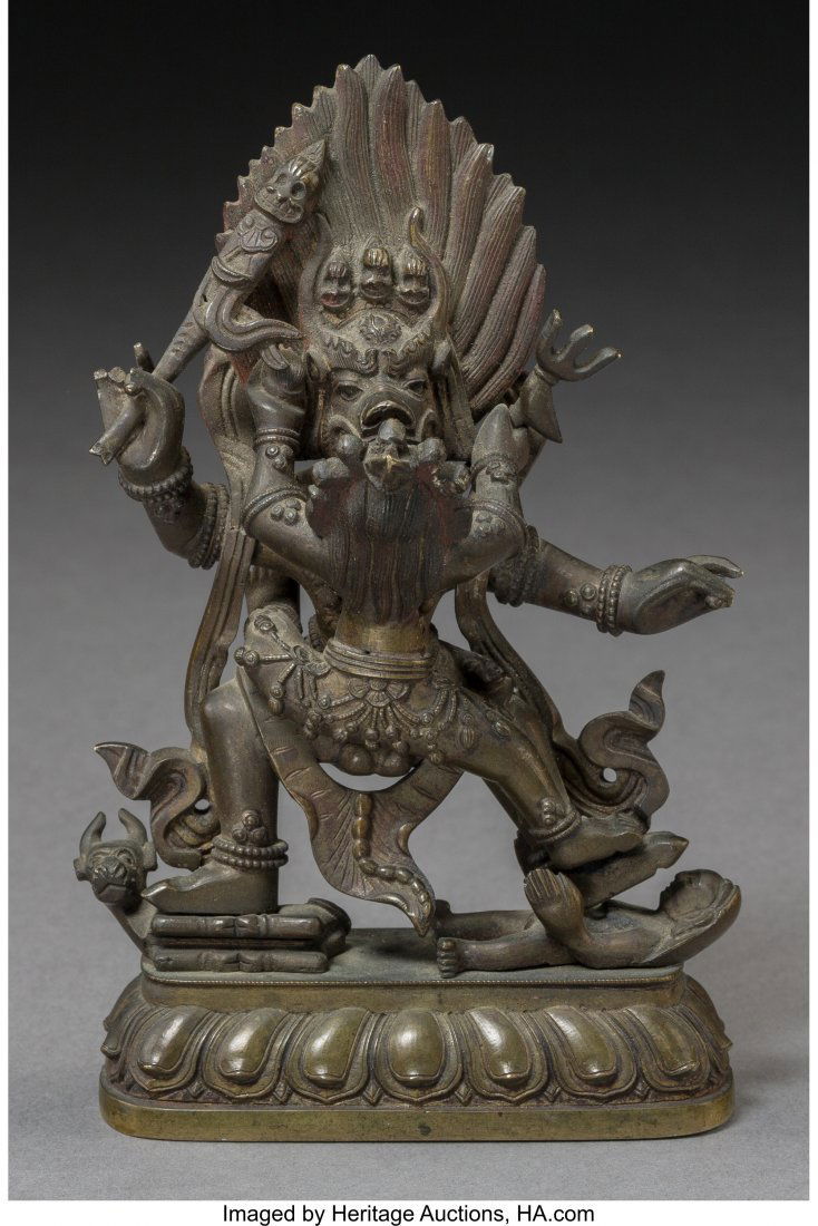 A Tibetan Bronze Yamantaka Tantric Figural Group (1 of 3)