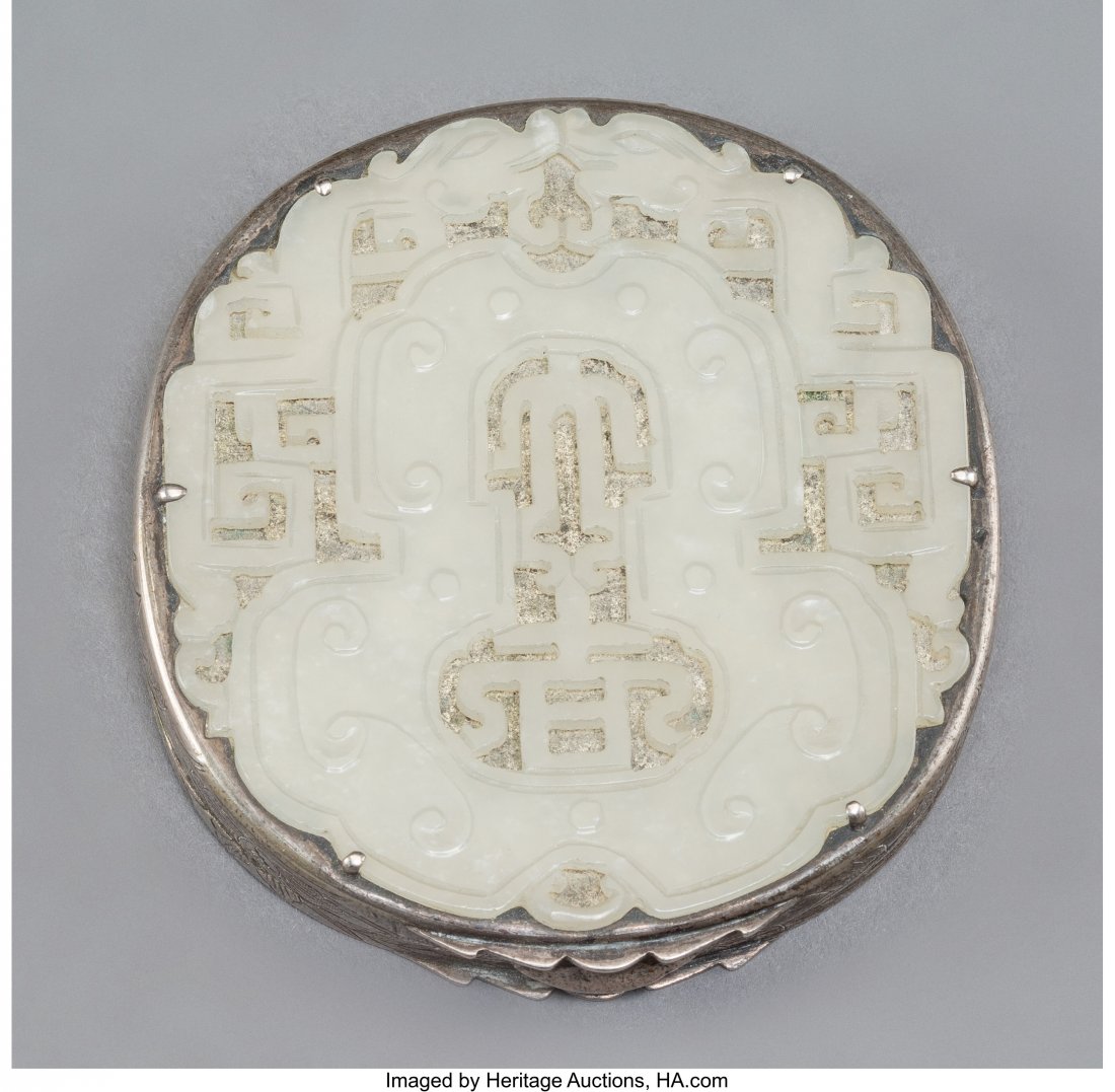 A Chinese White Jade Pendant Mounted in Silver C (1 of 3)