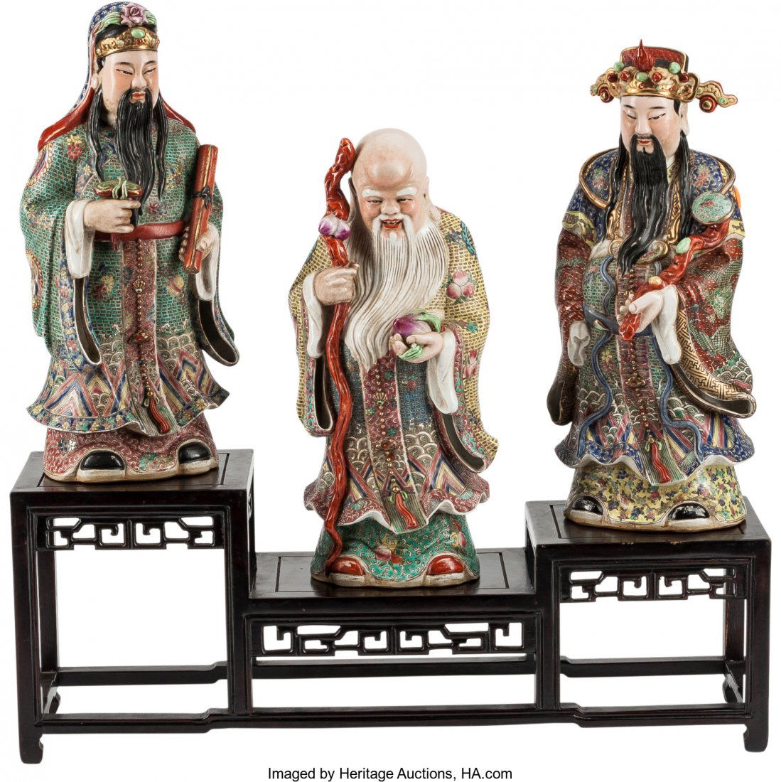 Three Chinese Enameled Porcelain Figures of The (1 of 4)