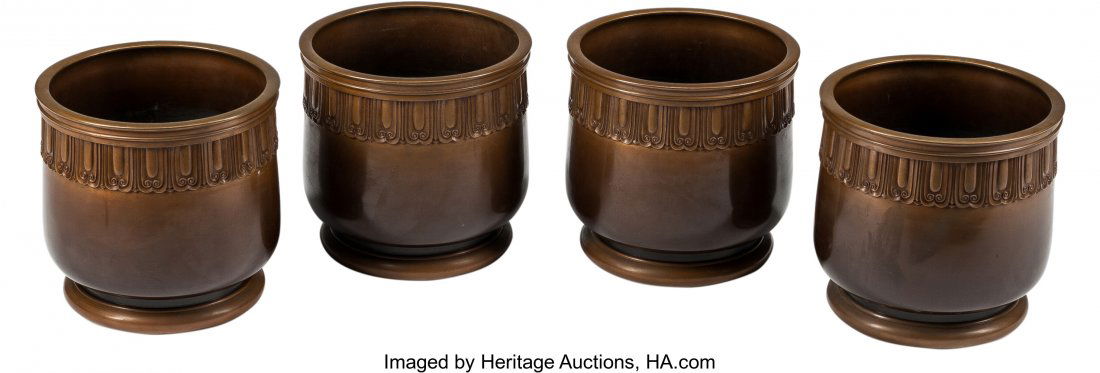 A Set of Four Japanese Bronze Planters, 20th cen (1 of 3)