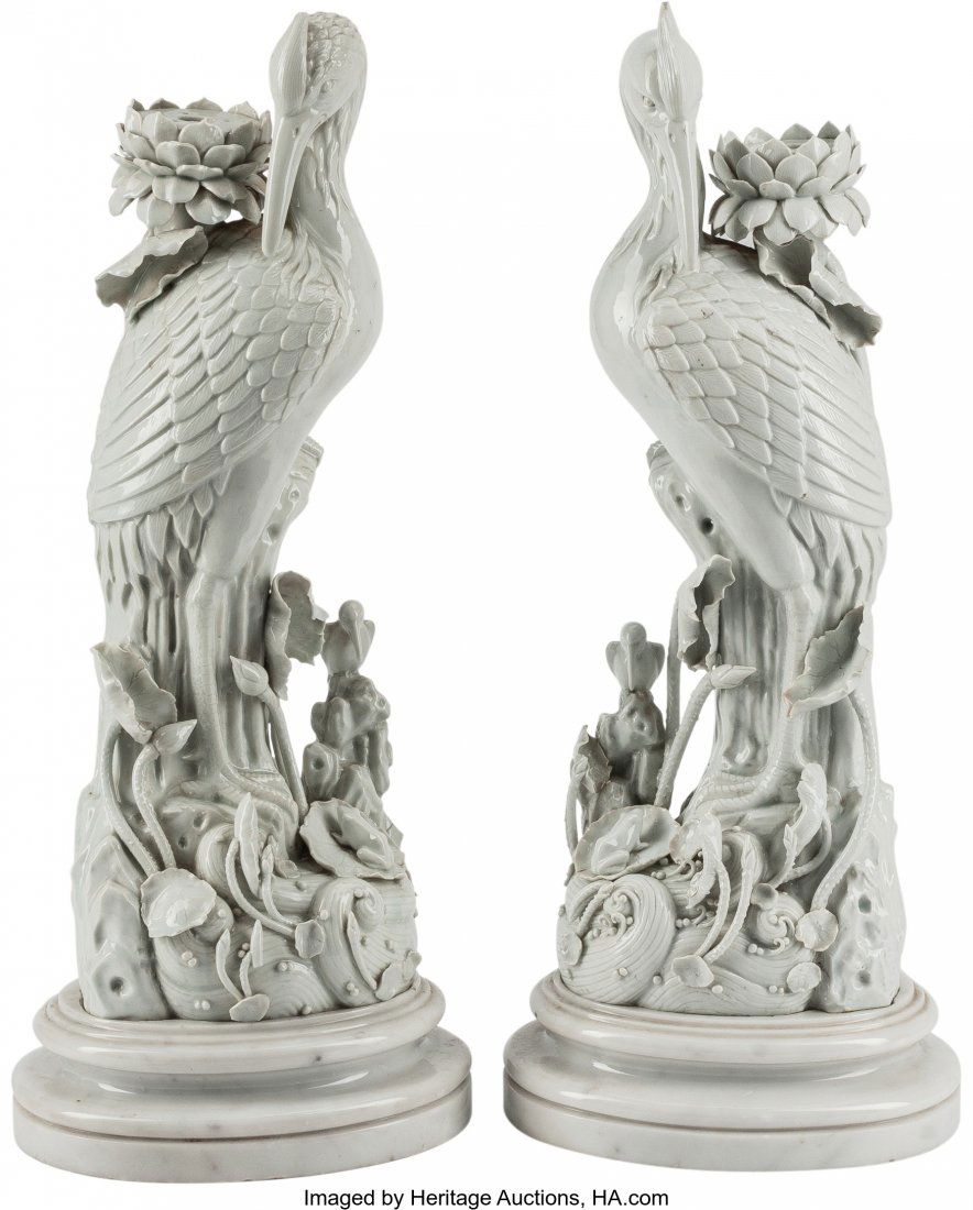A Pair of Chinese Blanc de Chine Porcelain Crane (1 of 3)