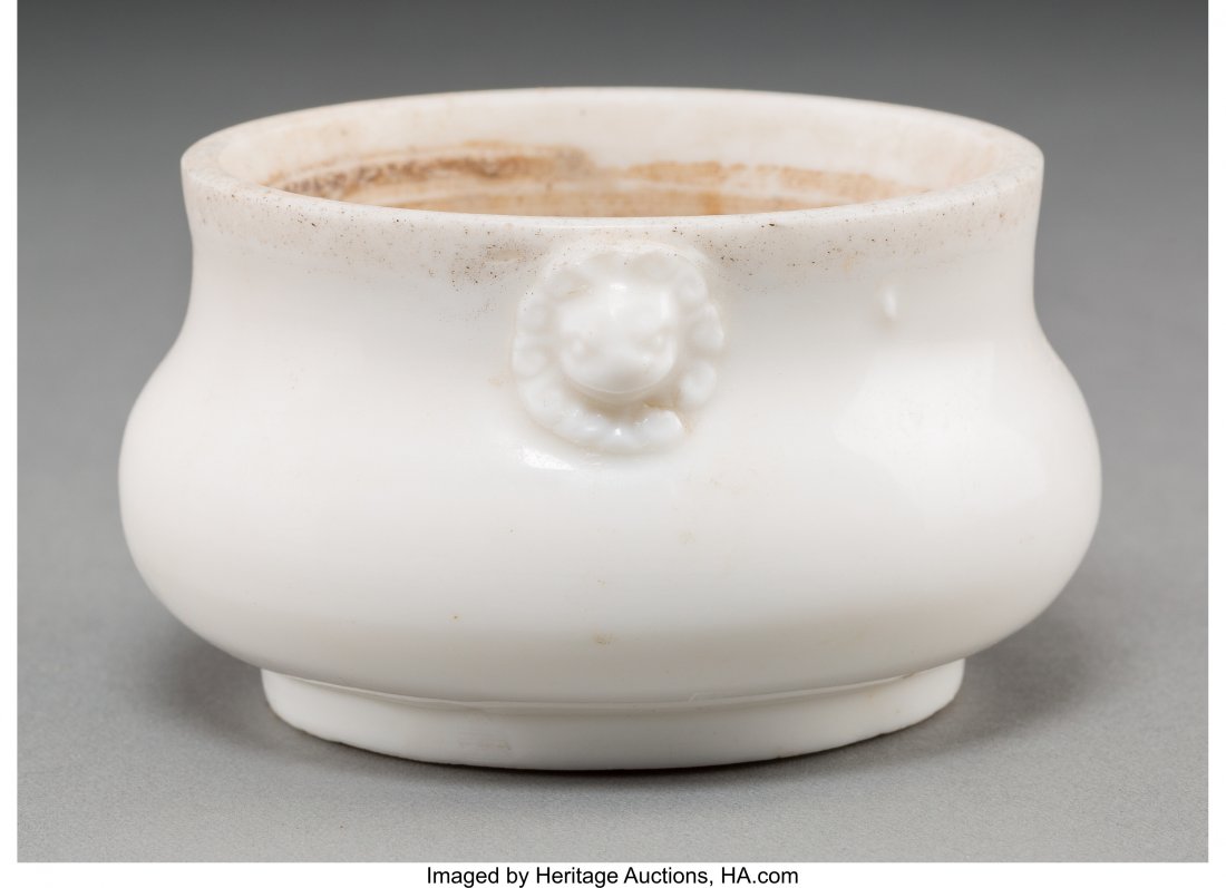 A Chinese Biscuit Porcelain Censer-Form Brush Wa: A Chinese Biscuit Porcelain Censer-Form Brush Washer 2 inches high x 3-1/2 inches diameter