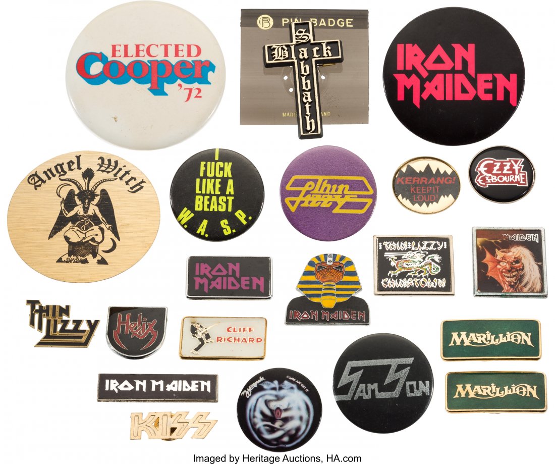 Beatles/Rolling Stones/David Bowie/Queen Huge Co: Beatles/Rolling Stones/David Bowie/Queen Huge Collection Of Vintage Pin Badges (Circa 1970s-1980s).