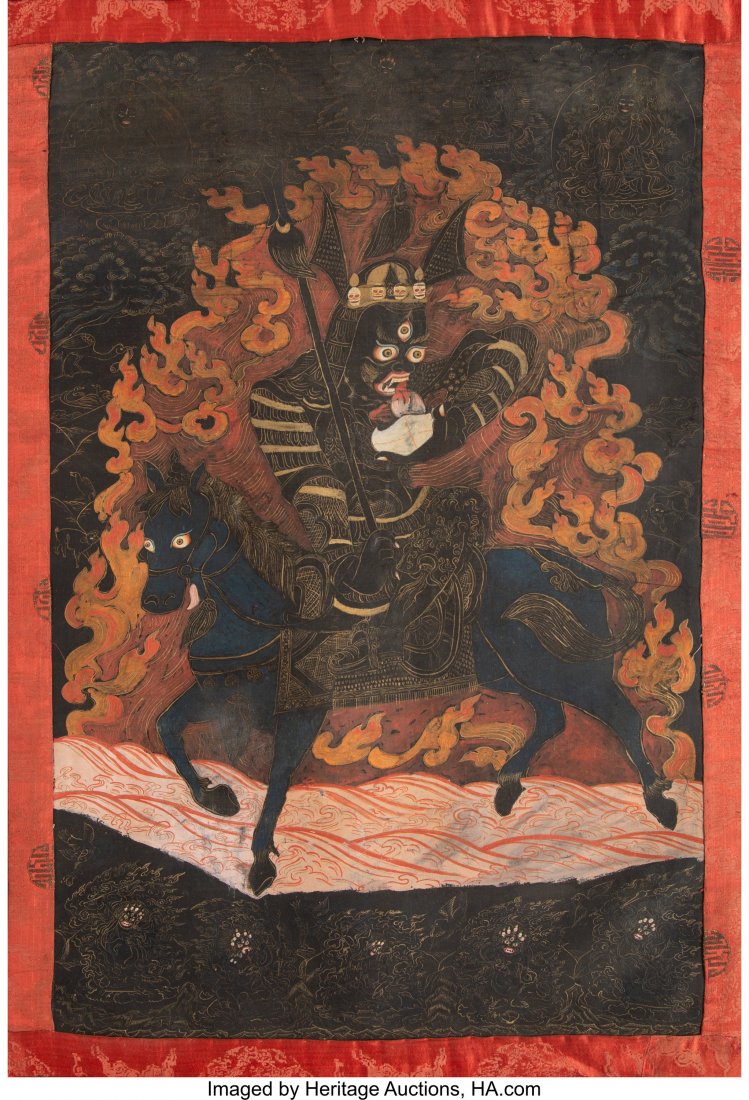 A Mongolian Thangka Depicting Shri Devi, 18th-19: A Mongolian Thangka Depicting Shri Devi, 18th-19th century 43 inches high x 24-1/2 inches w