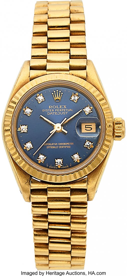 Rolex Lady's Diamond, Gold Oyster Perpetual Date (1 of 4)