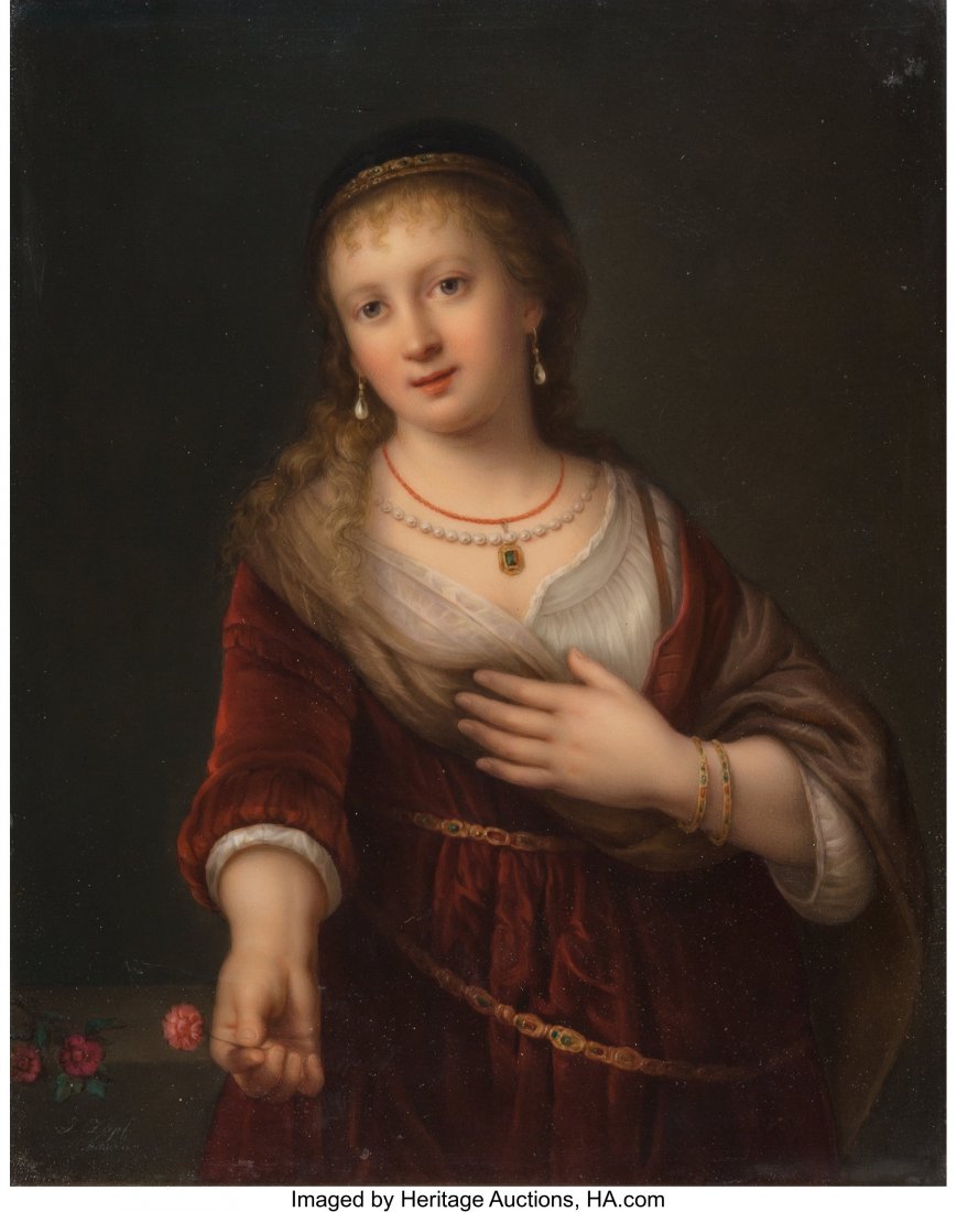 A KPM Porcelain Plaque, Berlin, late 19th centur: A KPM Porcelain Plaque, Berlin, late 19th centuryMarks: (scepter), K.P.M., H