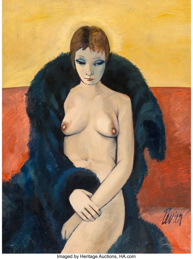 Charles Levier (French, 1920-2003) Le Fourrure O: Charles Levier (French, 1920-2003) Le Fourrure Oil on canvas 40 x 30 inche