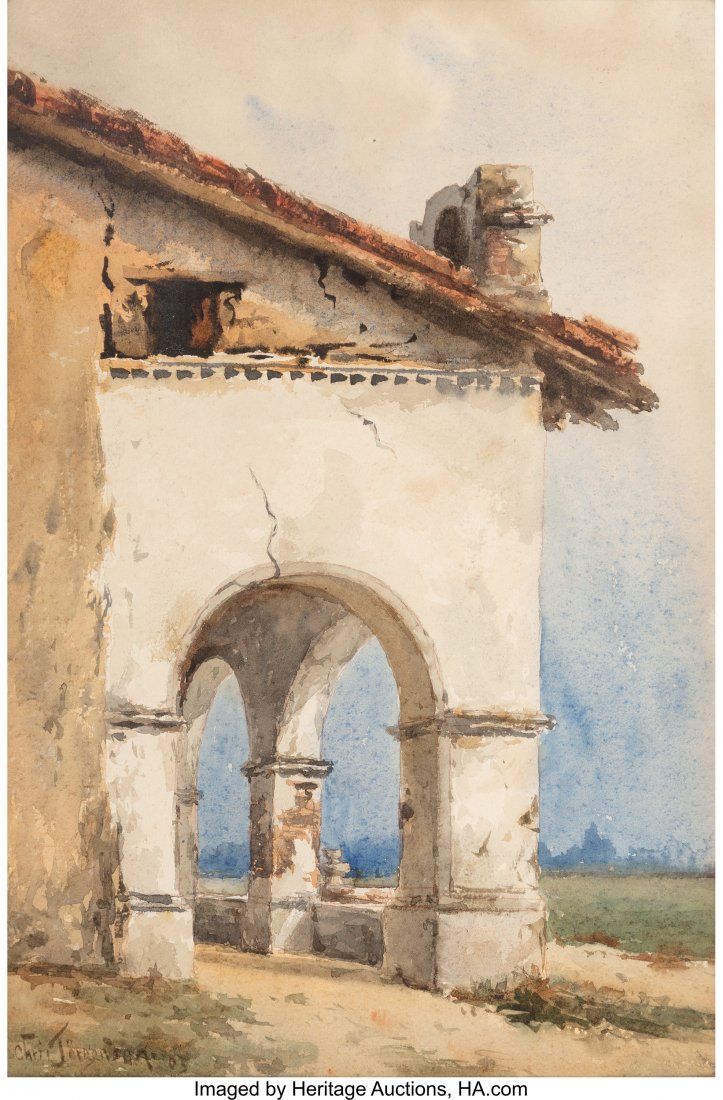 Christian Jorgensen (American, 1860-1935) Adobe: Christian Jorgensen (American, 1860-1935)Adobe Archway, California Mission, 190
