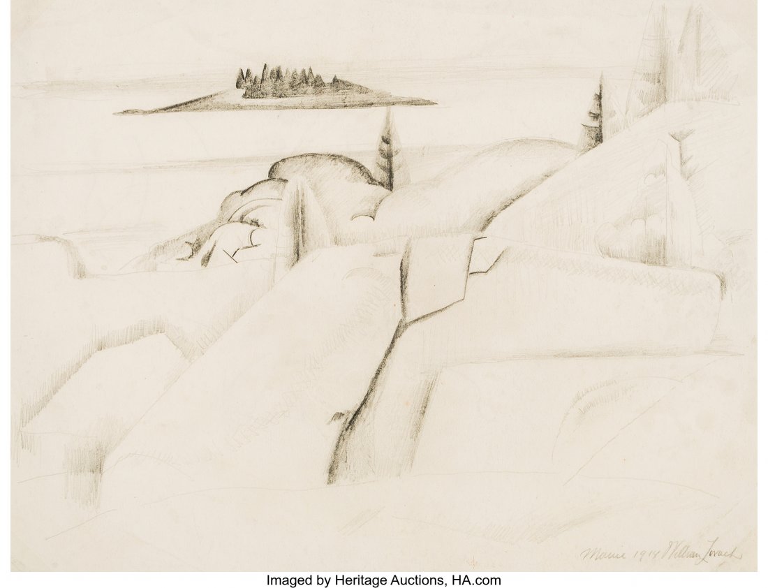 William Zorach (American, 1887-1966) Stonington,: William Zorach (American, 1887-1966) Stonington, Maine, 1918 Pencil on paper<