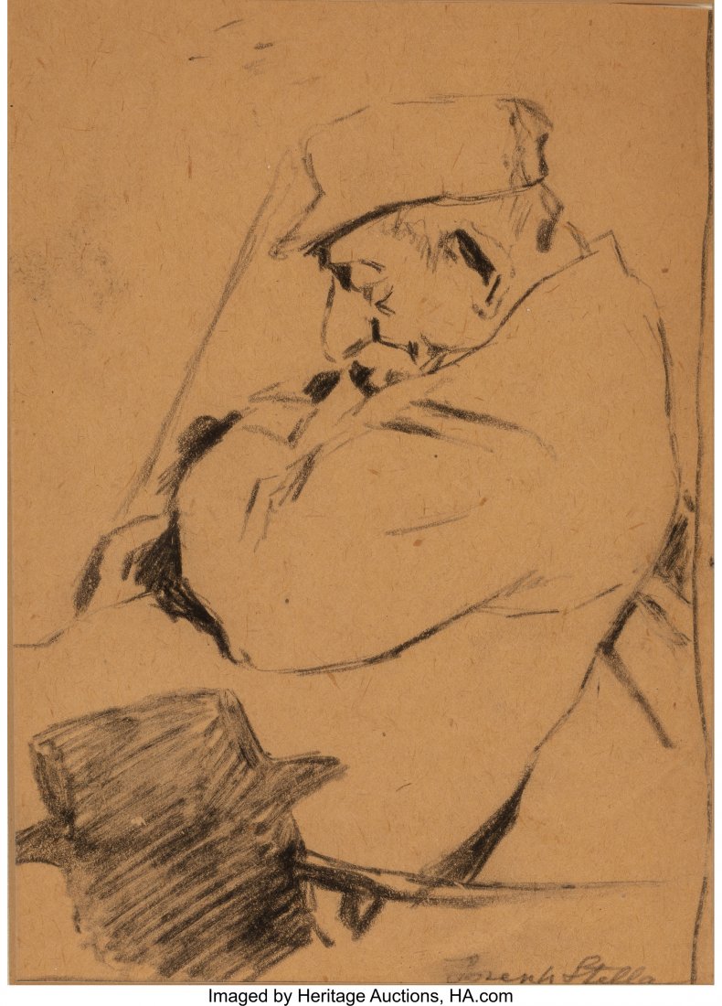 Joseph Stella (American, 1877-1946) Sleeping Man: Joseph Stella (American, 1877-1946)Sleeping ManCharcoal on paper5-1/2 x