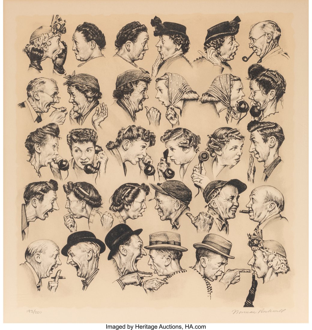 Norman Rockwell (American, 1894-1978) Gossips Li: Norman Rockwell (American, 1894-1978) Gossips Lithograph on paper 19-1/2 x