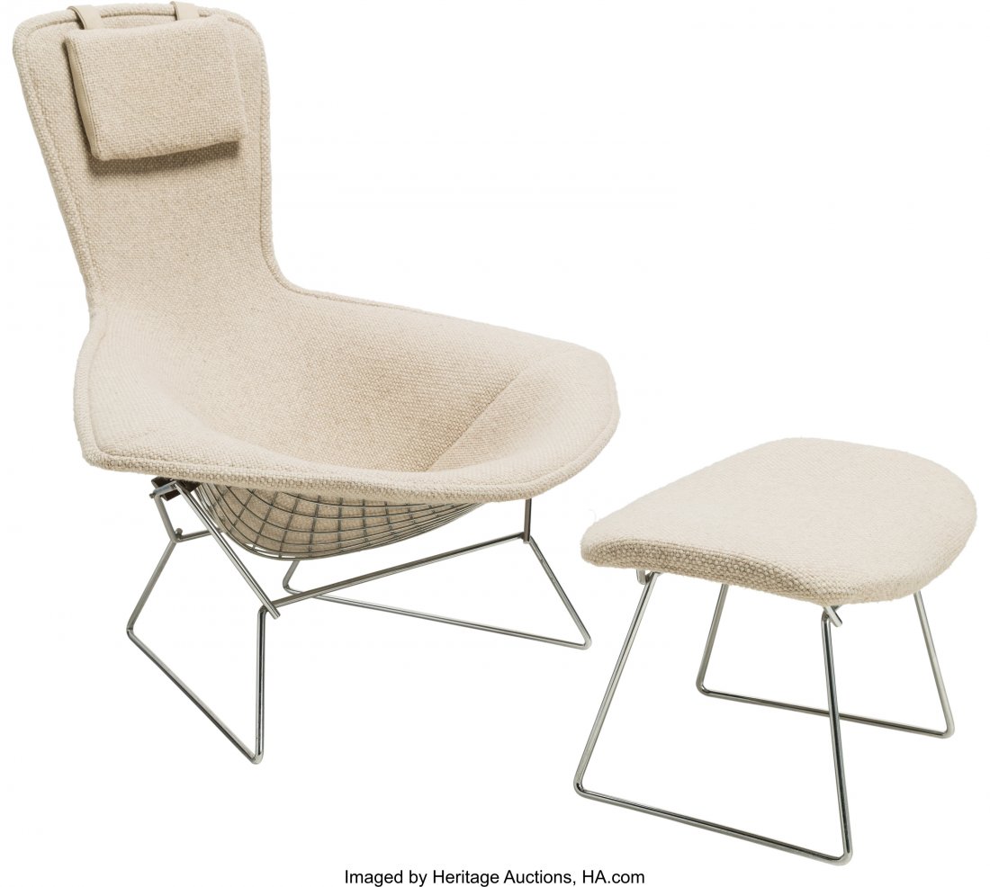 A Harry Bertoia Bird Chair and Ottoman for Knoll: A Harry Bertoia Bird Chair and Ottoman for Knoll, d