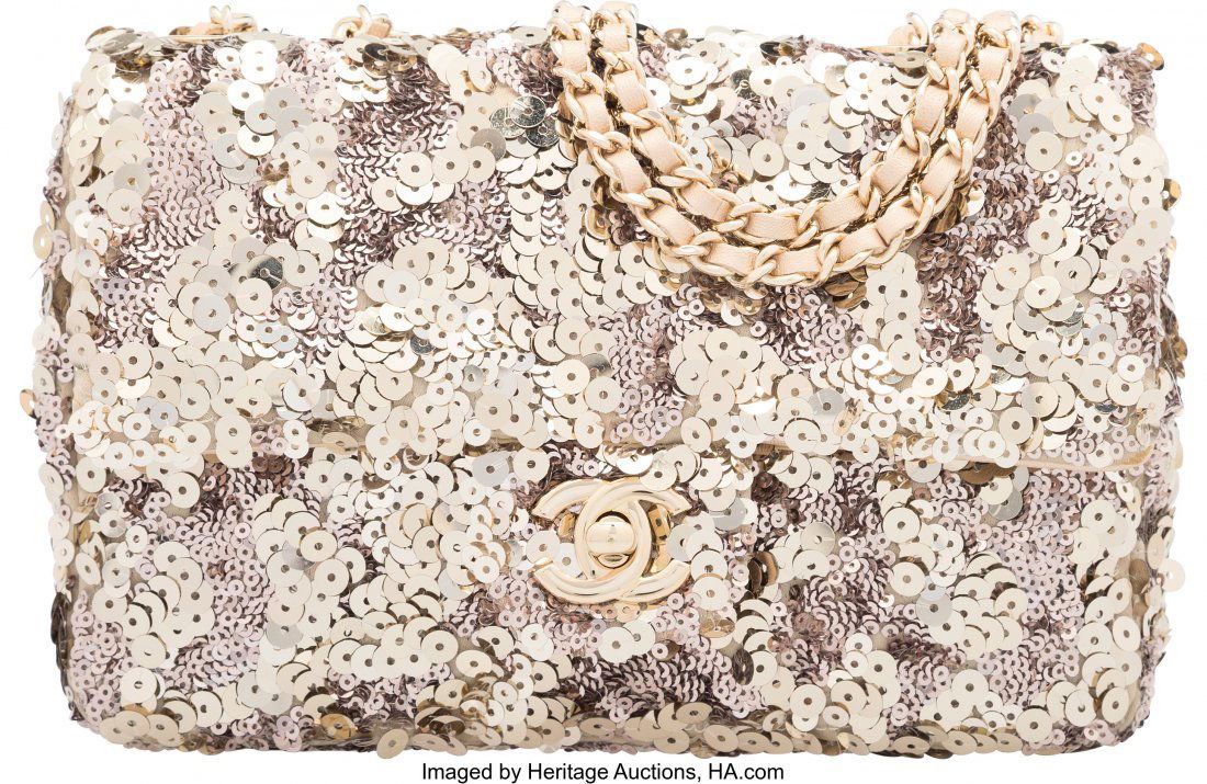 Chanel Light Gold Sequin Small Classic Single Fl (1 of 4)