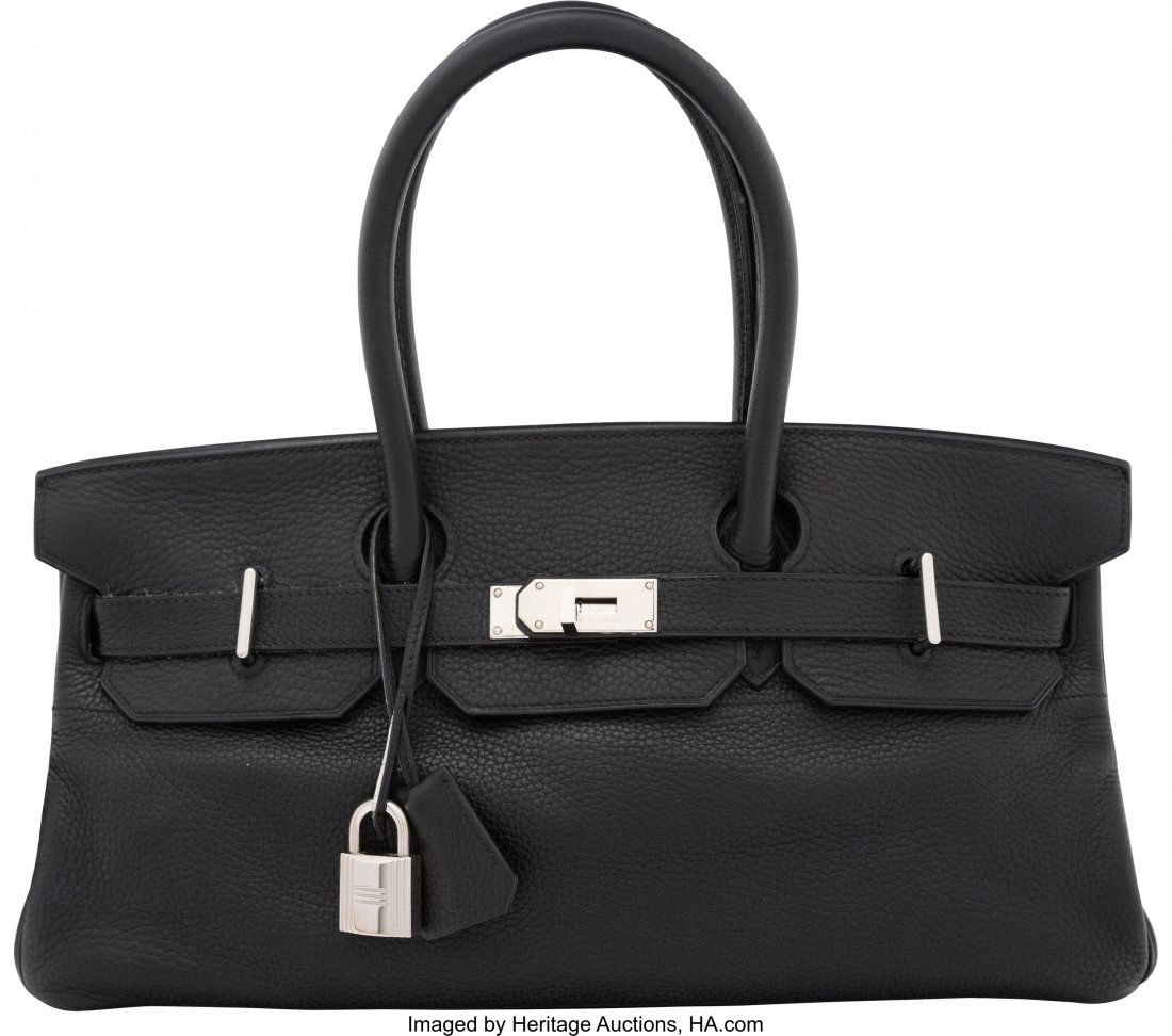 Hermes 42cm Black Clemence Leather JPG Birkin Ba: Hermes 42cm Black Clemence Leather JPG Birkin Bag with Palladium HardwareH Square, 2004
