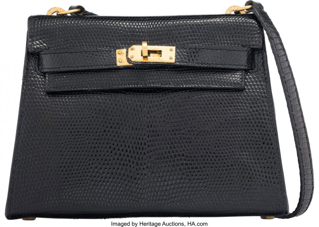 Hermes 20cm Black Salvator Lizard Mini Sellier S (1 of 5)