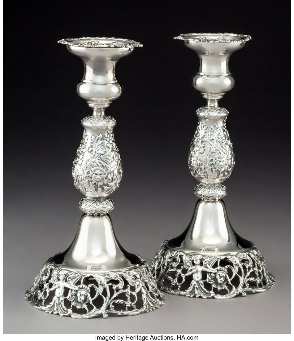 A Pair of Durham Silver Co. Silver Candlesticks, (1 of 2)