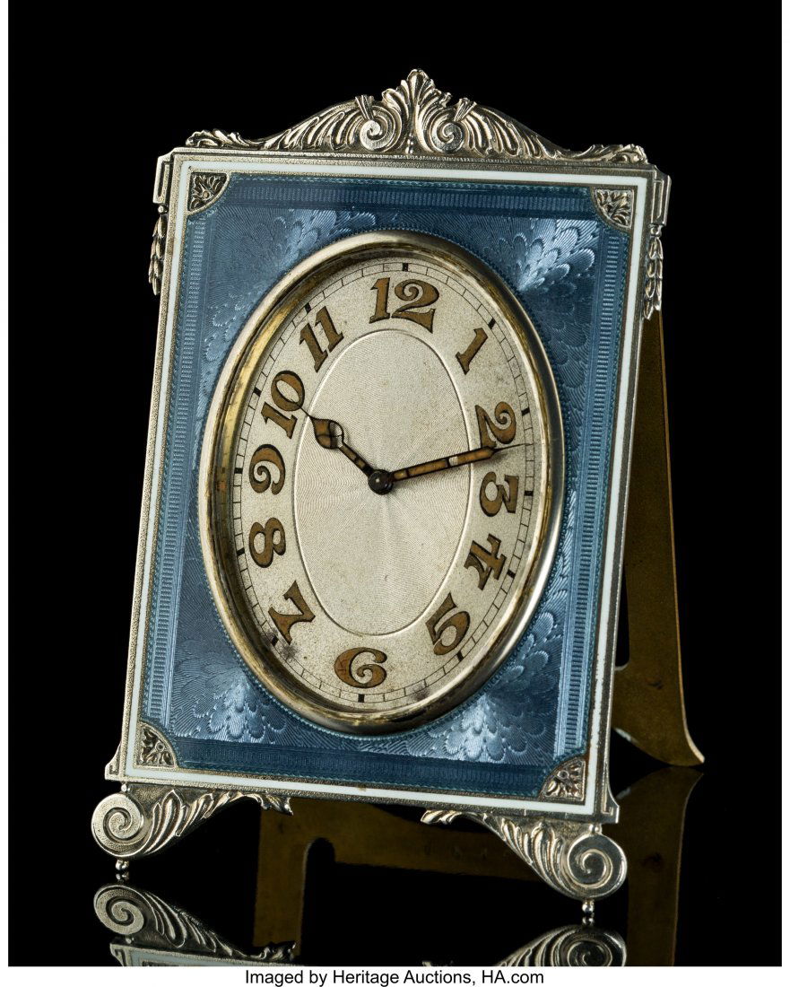 A French GuillochÃ© Enameled Silver Easel-Back D (1 of 3)