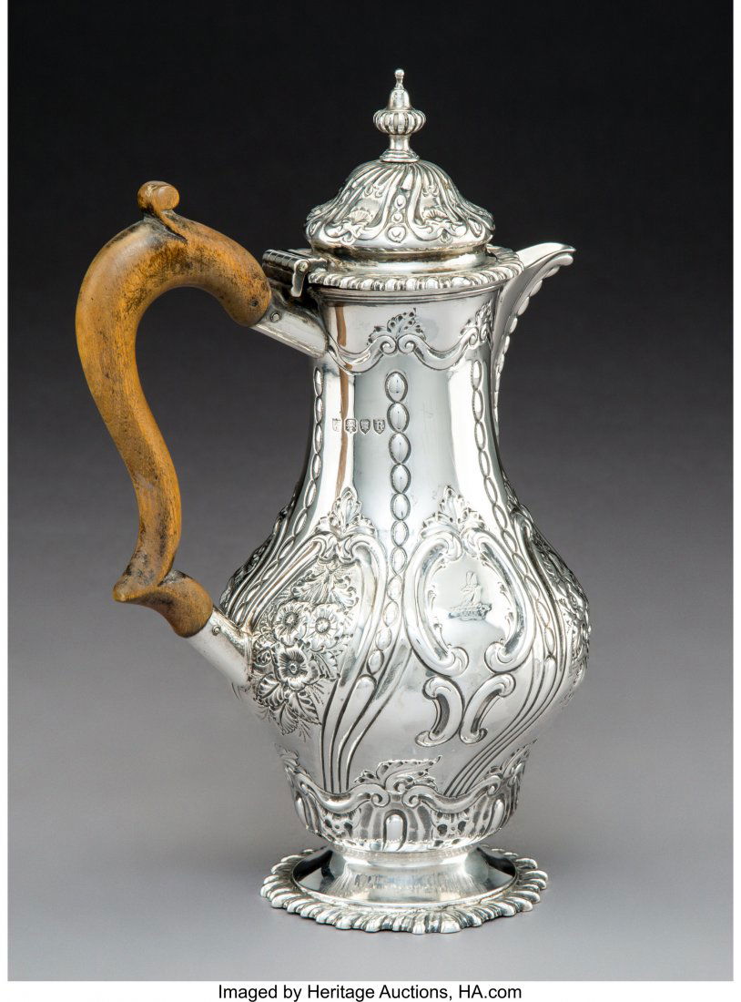 A Sibray, Hall & Co. Silver Coffee Pot, London, (1 of 3)