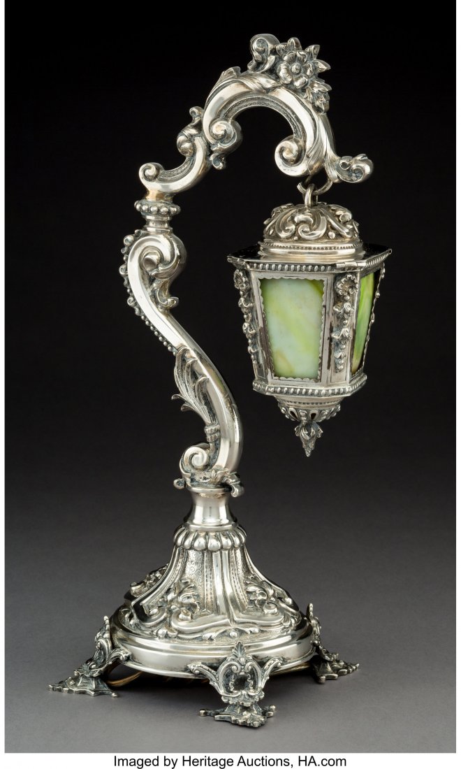 A Portuguese Silver and Slag Glass Lantern-Form (1 of 2)