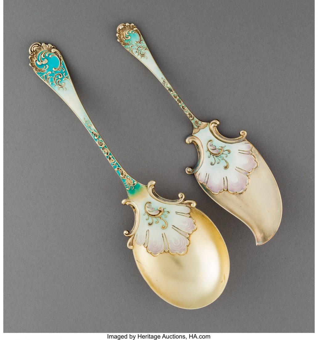 Two Shiebler Maintenon Pattern Enameled Silver G (1 of 3)