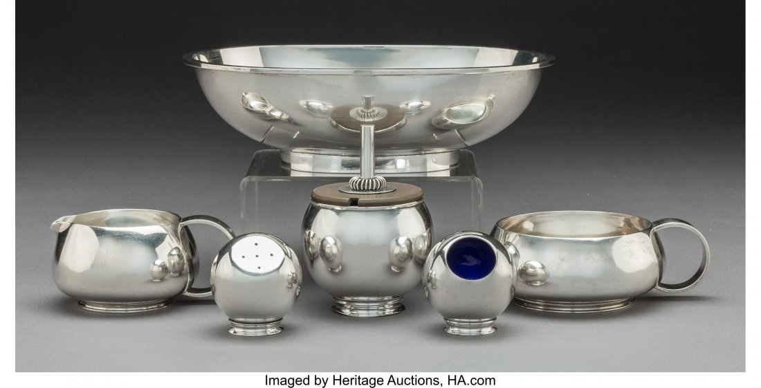 Six Franz Hingelberg Silver Table Articles, desi (1 of 3)