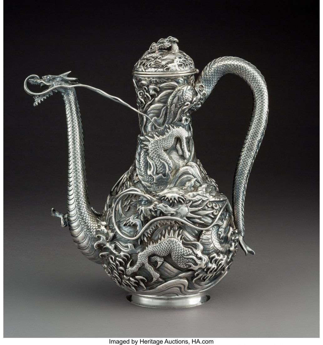 A Large Japanese Export Silver Figural Dragon Co (1 of 4)