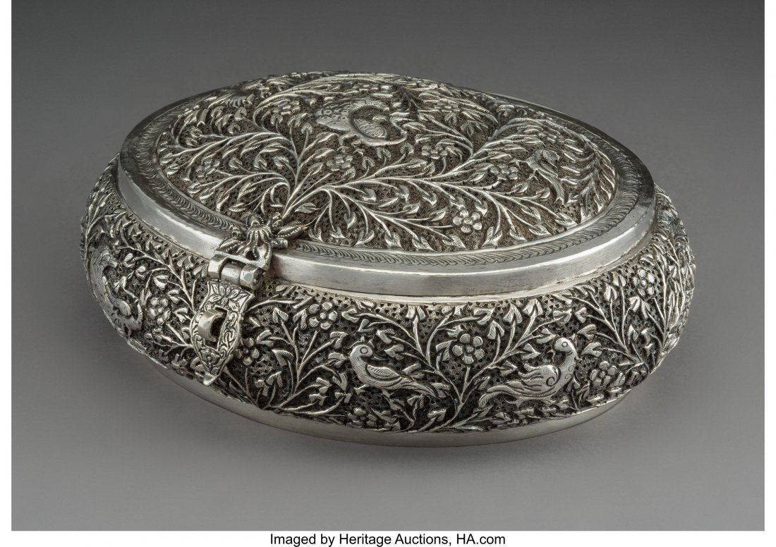 A Large Indian or Burmese Silver RepoussÃ© and R (1 of 3)