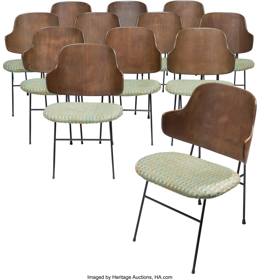 Ib Kofod-Larsen (Danish, 1921-2003) Twelve Pengu: Ib Kofod-Larsen (Danish, 1921-2003) Twelve Penguin Chairs, circa 1952, Christens