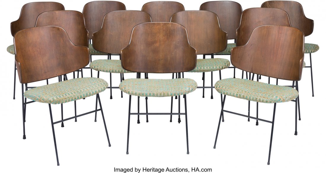 Ib Kofod-Larsen (Danish, 1921-2003) Twelve Pengu: Ib Kofod-Larsen (Danish, 1921-2003) Twelve Penguin Chairs, circa 1952, Christens