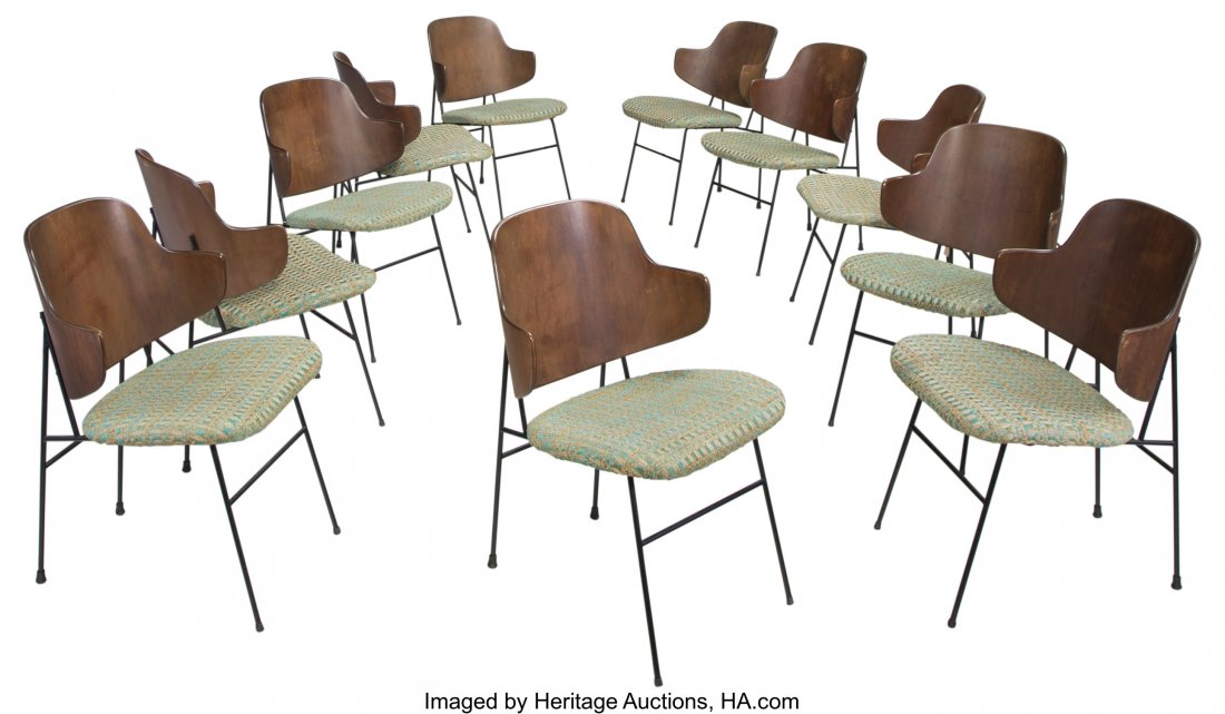 Ib Kofod-Larsen (Danish, 1921-2003) Eleven Pengu: Ib Kofod-Larsen (Danish, 1921-2003) Eleven Penguin Chairs, circa 1952, Christens