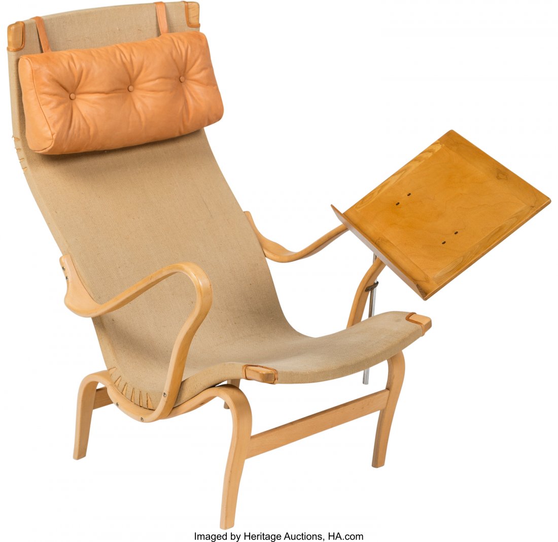 Bruno Mathsson (Swedish, 1907-1988) Pernilla 2 E: Bruno Mathsson (Swedish, 1907-1988)Pernilla 2 Easy Chair with Reading Stand, ci