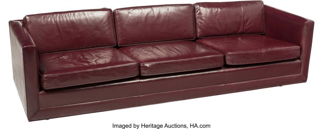 Ward Bennett (American, 1917-2003) Sofa, circa 1: Ward Bennett (American, 1917-2003)Sofa, circa 1970Leather, stained wood