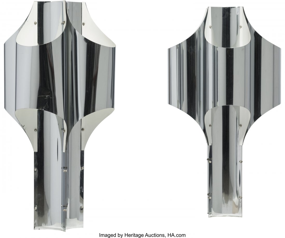 Robert Sonneman (American, born 1943) Pair of Ta: Robert Sonneman (American, born 1943)Pair of Table Lamps, circa 1970Chromed