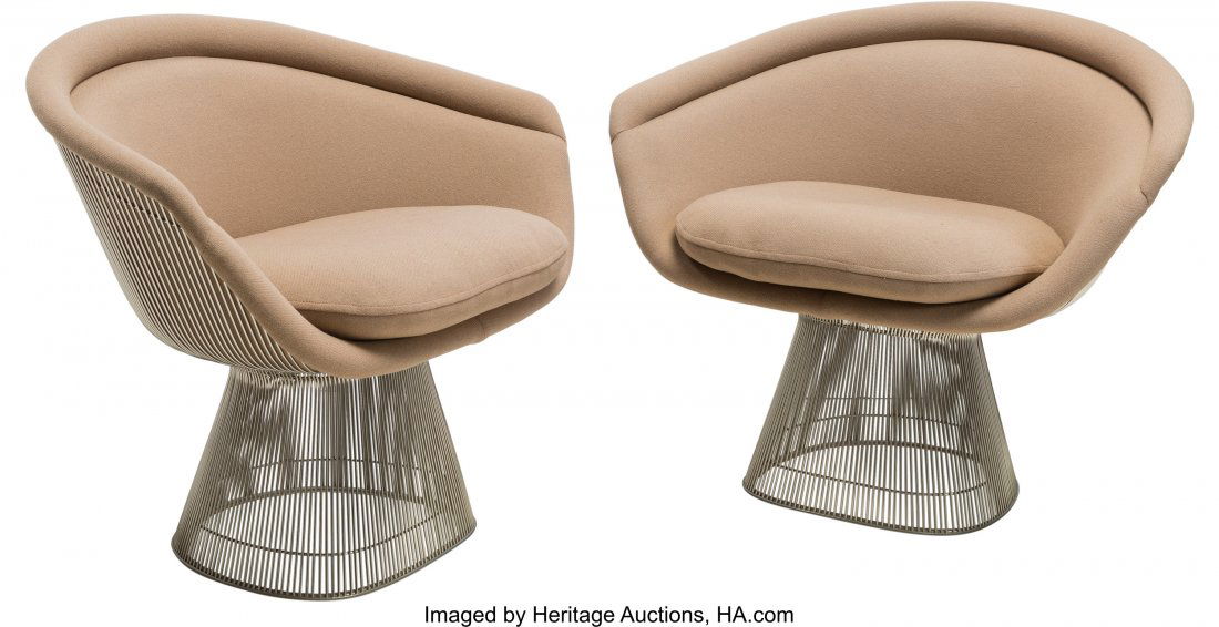 Warren Platner (American, 1919-2006) Pair of Lou: Warren Platner (American, 1919-2006)Pair of Lounge Chairs, circa 1980, Knoll