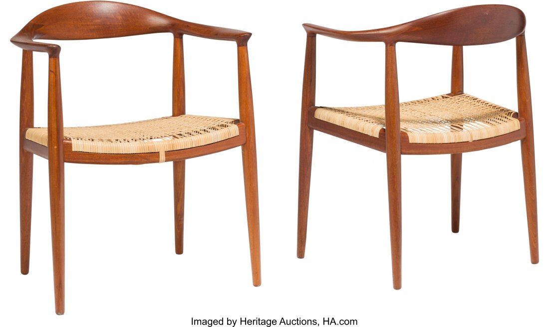 Hans J. Wegner (Danish, 1914-2007) Pair of The C: Hans J. Wegner (Danish, 1914-2007) Pair of The Chairs, designed 1949, 1950s, Joh
