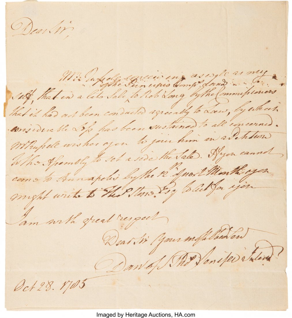 Daniel of St. Thomas Jenifer Autograph Letter Si (1 of 2)