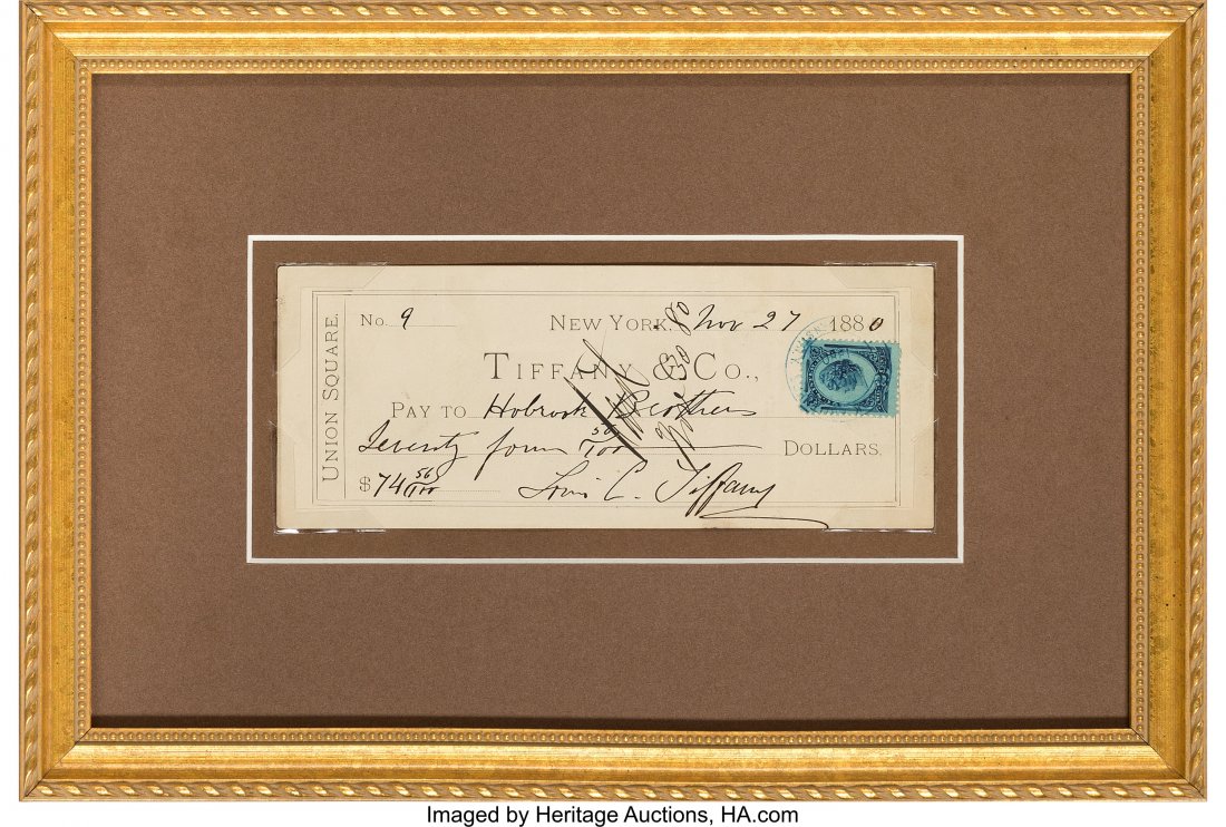 Louis C. Tiffany Check Signed  "Louis C. Tiffany (1 of 1)
