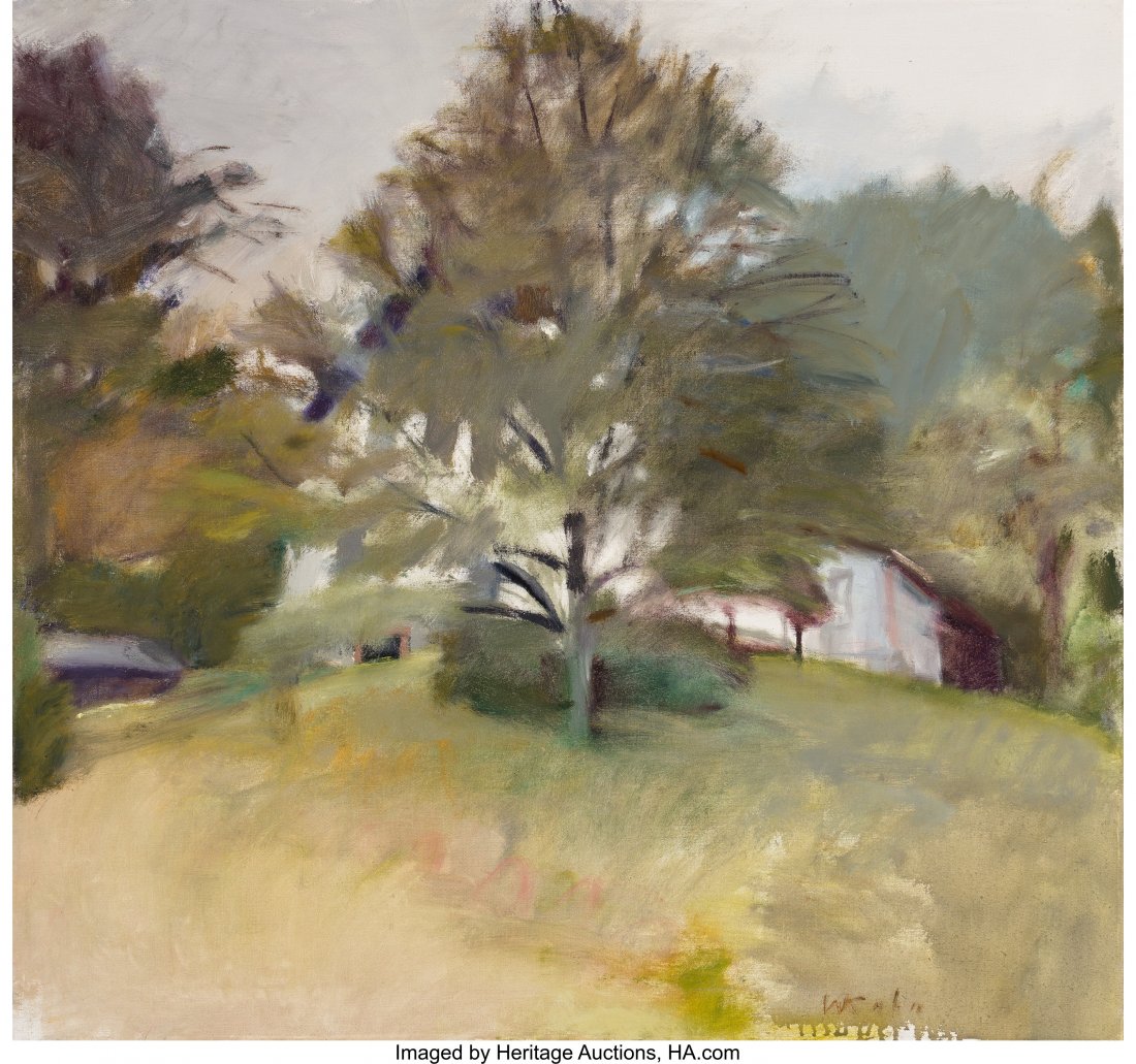 Wolf Kahn (American, b. 1927) Nevin's House Seen: Wolf Kahn (American, b. 1927)Nevin's House Seen Through the Trees, 1977Oil