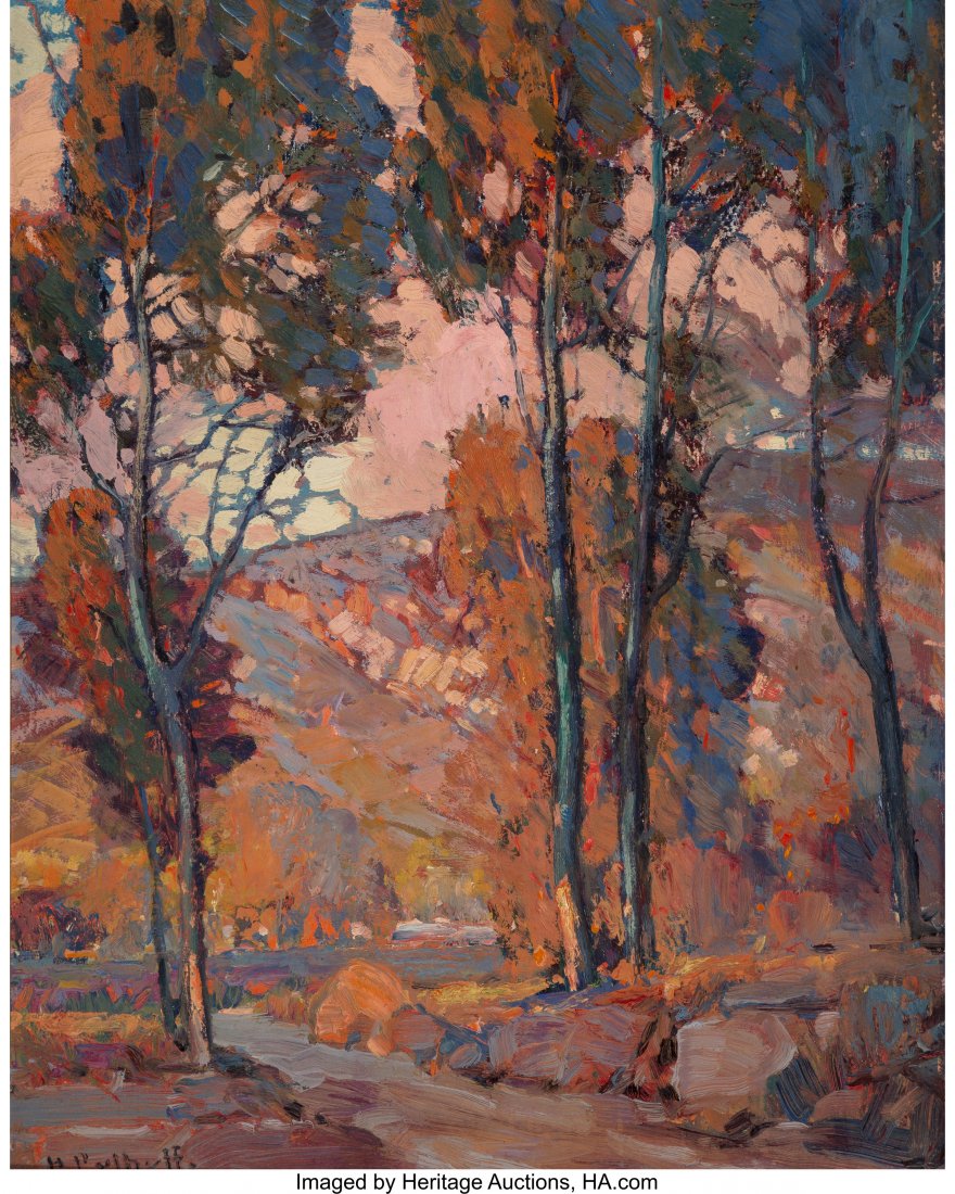 Hanson Duvall Puthuff (American, 1875-1972) Foot: Hanson Duvall Puthuff (American, 1875-1972)Foothills at SunsetOil on board<