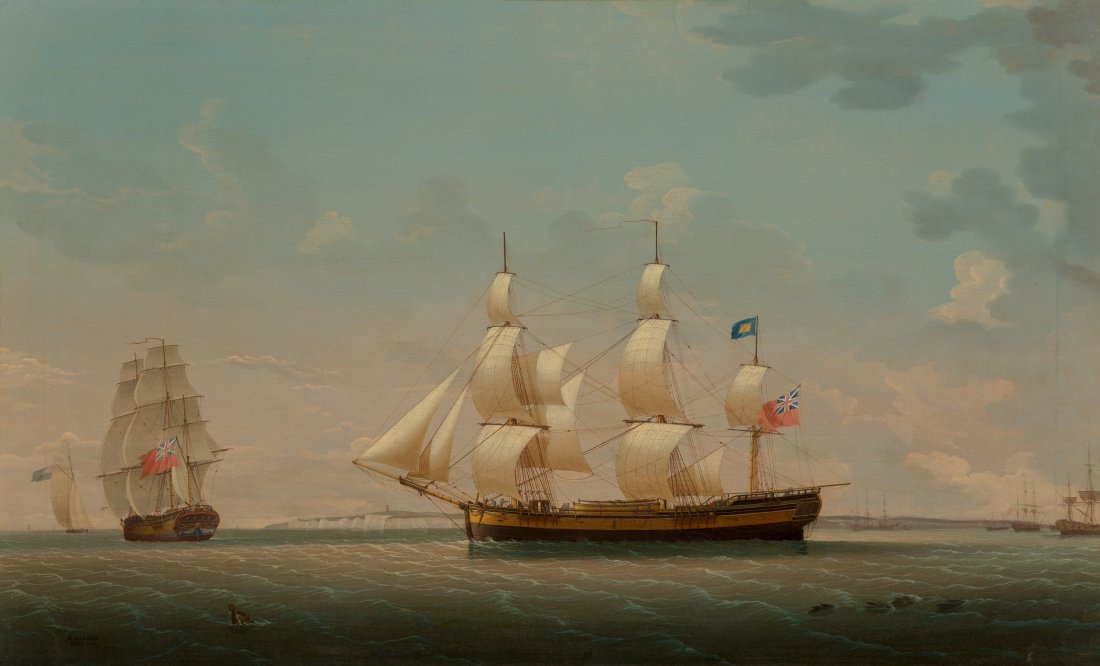 Robert Salmon (Scottish-American, 1775-1844) The: Robert Salmon (Scottish-American, 1775-1844)The Estridge in Two Views Off Dover