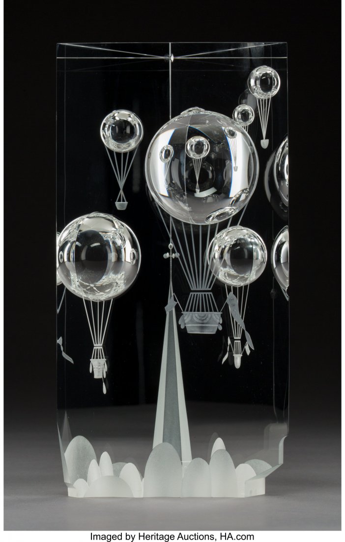 Steuben Glass Balloon Rally Sculpture with Origi: Steuben Glass Balloon Rally Sculpture with Original Box