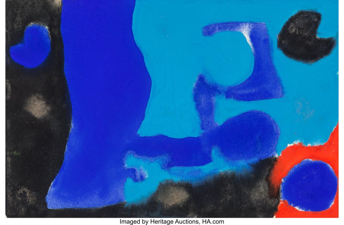 Patrick Heron (1920-1999) Untitled (Blue Form) Gouache: Patrick Heron (1920-1999)Untitled (Blue Form)Gouache on paper7-3/4 x 11-5/8 inches (19.7 x 29.5 cm) PROVENANCE:Richard Demarco Gallery, Edinburgh, Scotland;Private collection, New York, acquired from