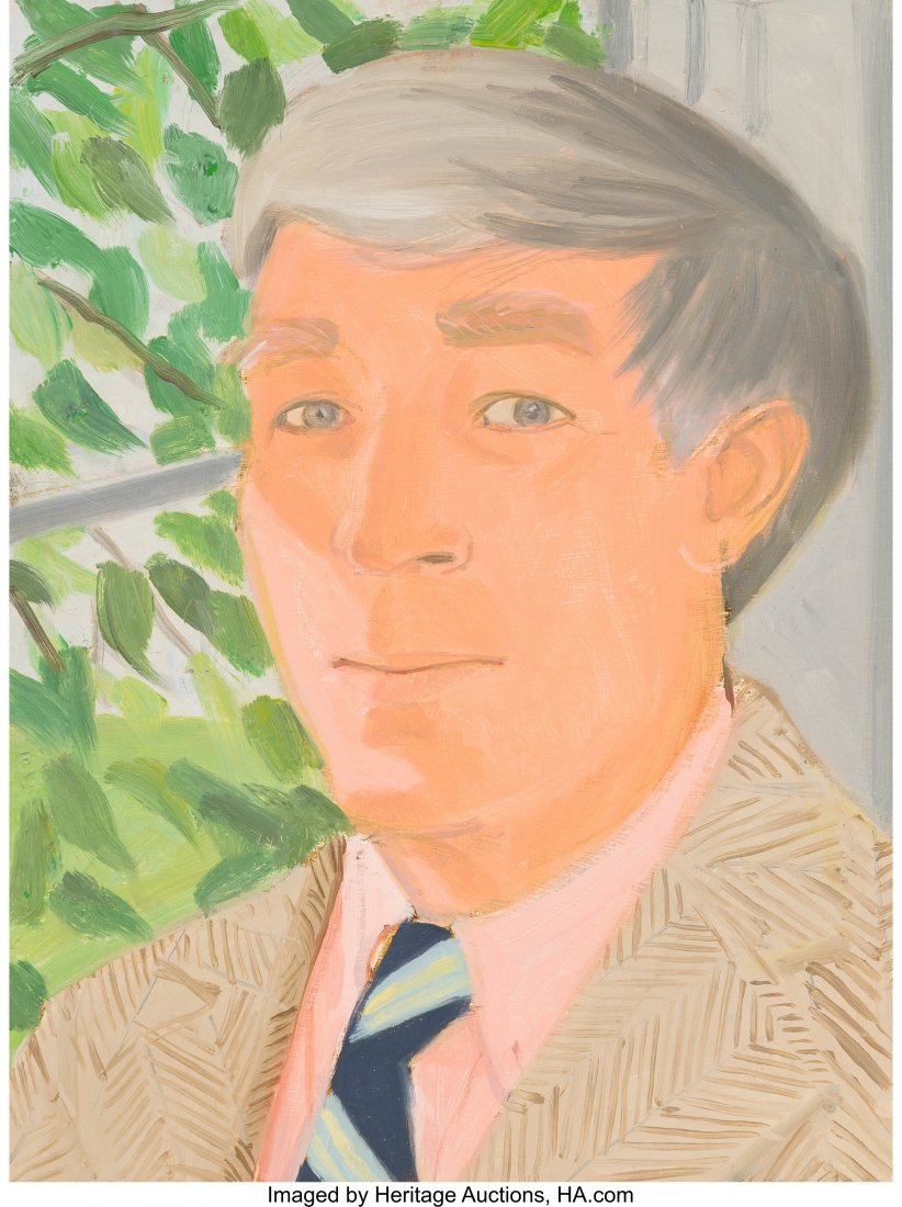 Alex Katz (b. 1927) John Updike, 1982 Oil on aluminum: Alex Katz (b. 1927)John Updike, 1982Oil on aluminum12-1/8 x 9-1/8 inches (30.8 x 23.2 cm)Signed, titled, and dated on the reverse: 1982 / Alex Katz / John UpdikePROPERTY FROM THE ESTATE OF ALBE